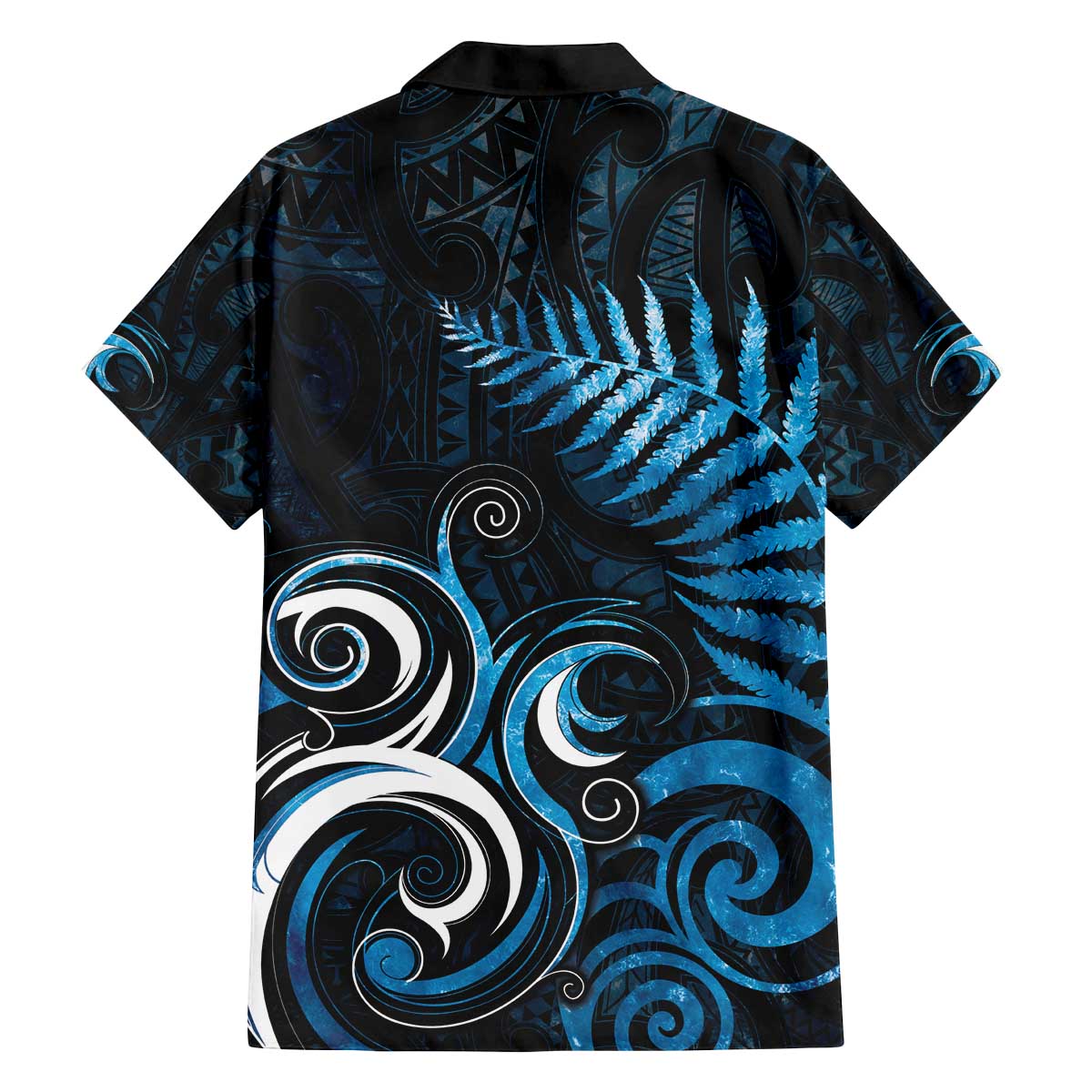 New Zealand Sea Week Family Matching Off The Shoulder Long Sleeve Dress and Hawaiian Shirt Maori Wave Pattern Ocean Blue LT05 - Polynesian Pride
