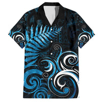 New Zealand Sea Week Family Matching Summer Maxi Dress and Hawaiian Shirt Maori Wave Pattern Ocean Blue LT05 Dad's Shirt - Short Sleeve Blue - Polynesian Pride