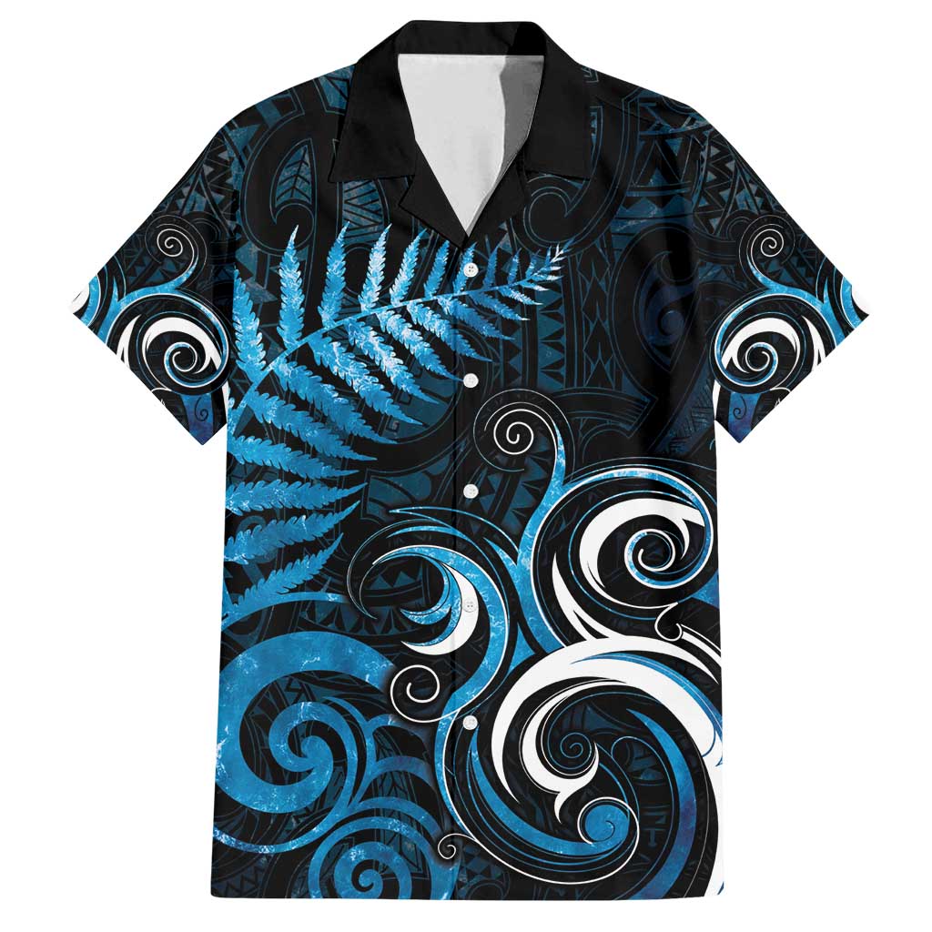 New Zealand Sea Week Family Matching Tank Maxi Dress and Hawaiian Shirt Maori Wave Pattern Ocean Blue LT05 Dad's Shirt - Short Sleeve Blue - Polynesian Pride