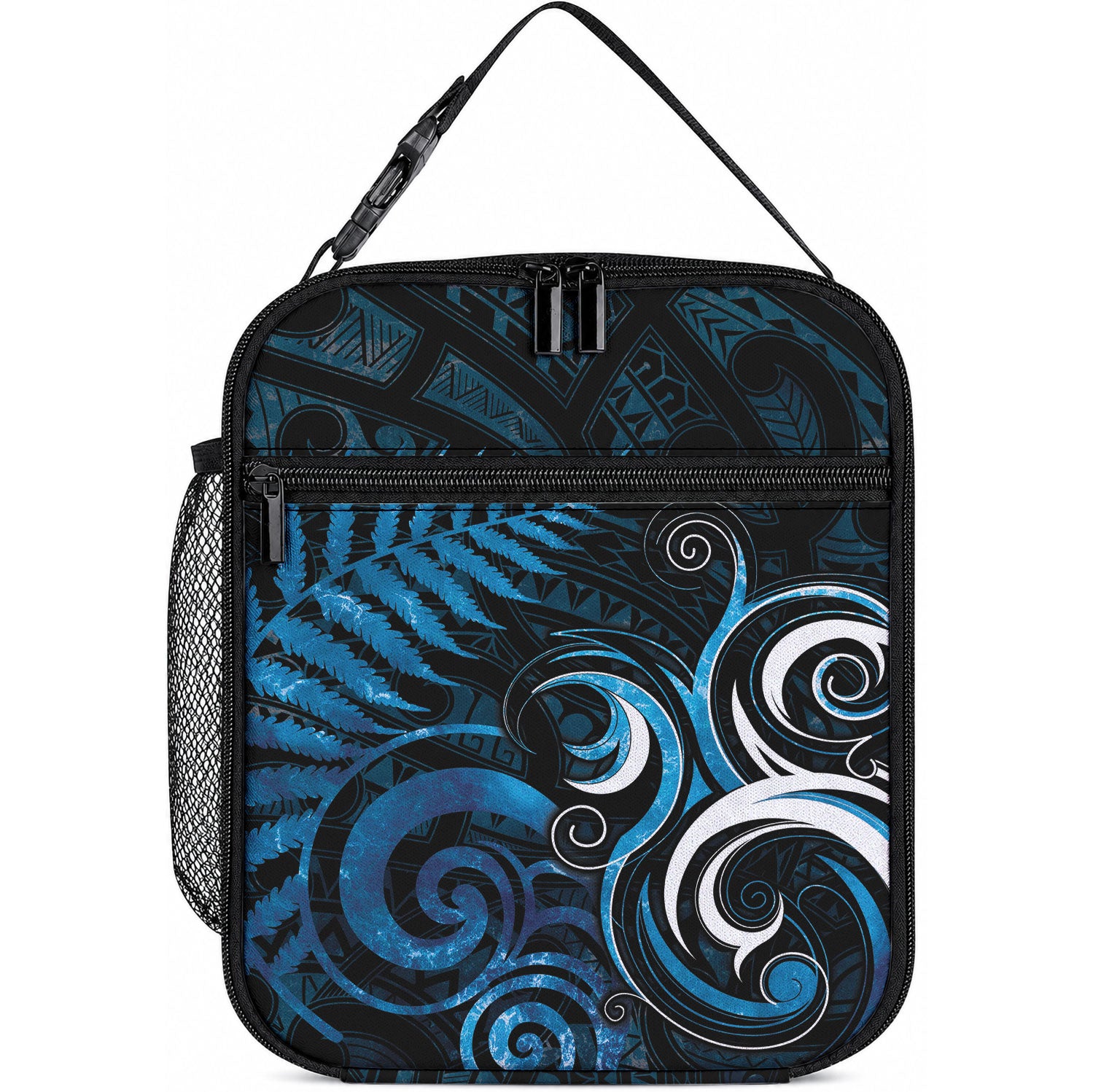 New Zealand Sea Week Lunch Bag Maori Wave Pattern Ocean Blue LT05 10.2 × 8.3 × 4.3 inch Blue - Polynesian Pride