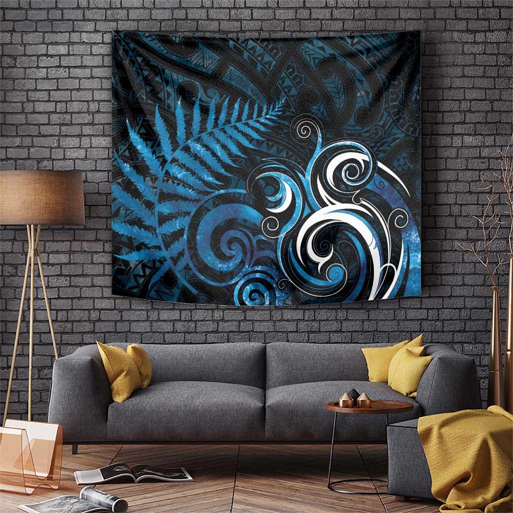 New Zealand Sea Week Tapestry Maori Wave Pattern Ocean Blue LT05 Blue - Polynesian Pride