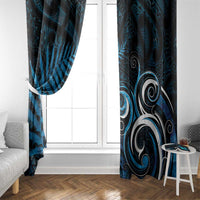New Zealand Sea Week Window Curtain Maori Wave Pattern Ocean Blue LT05 - Polynesian Pride