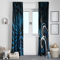 New Zealand Sea Week Window Curtain Maori Wave Pattern Ocean Blue LT05 - Polynesian Pride