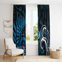 New Zealand Sea Week Window Curtain Maori Wave Pattern Ocean Blue LT05 - Polynesian Pride