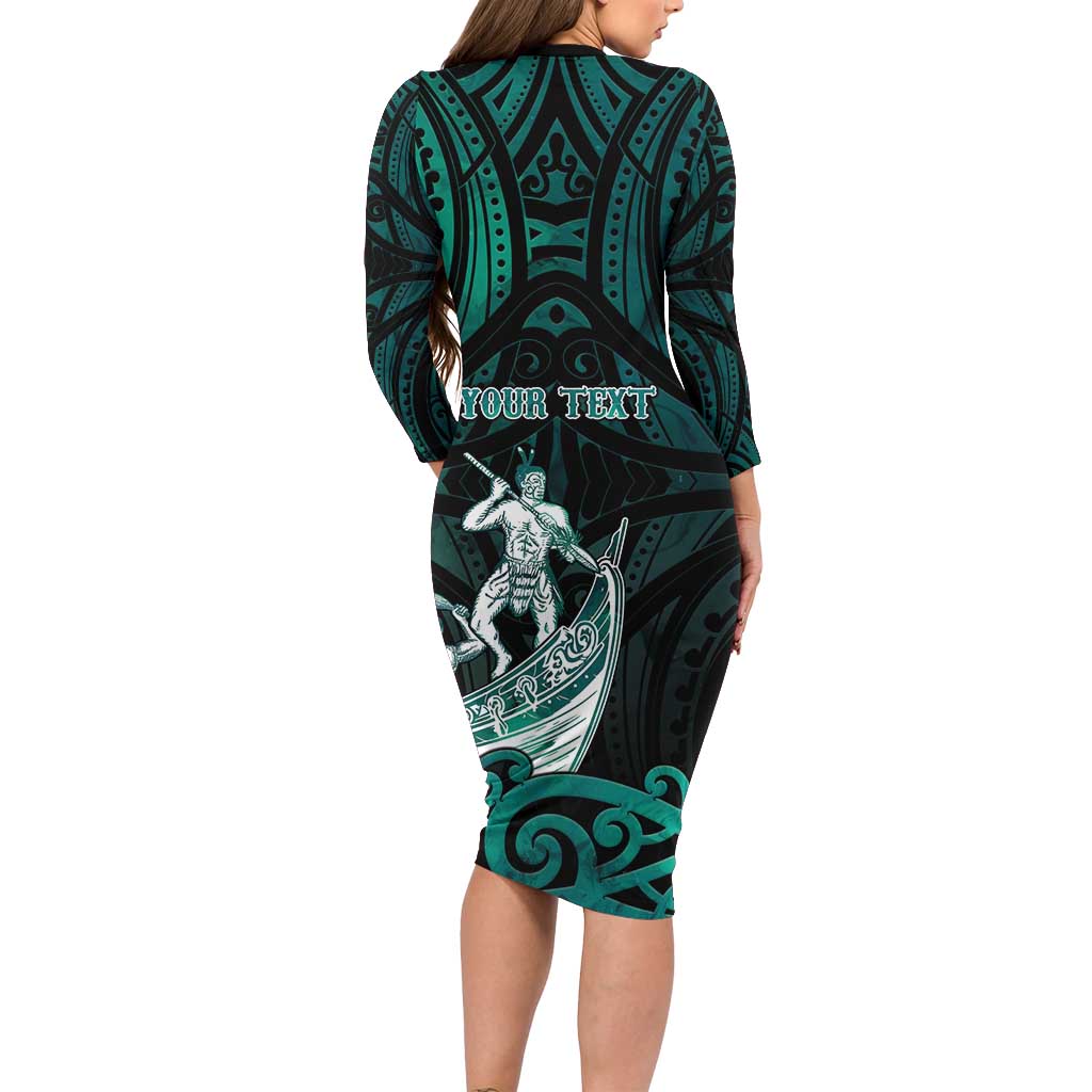 Personalised New Zealand Waka Racing Family Matching Long Sleeve Bodycon Dress and Hawaiian Shirt Maori Warriors LT05 - Polynesian Pride