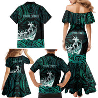 Personalised New Zealand Waka Racing Family Matching Mermaid Dress and Hawaiian Shirt Maori Warriors LT05 - Polynesian Pride