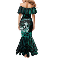 Personalised New Zealand Waka Racing Family Matching Mermaid Dress and Hawaiian Shirt Maori Warriors LT05 - Polynesian Pride