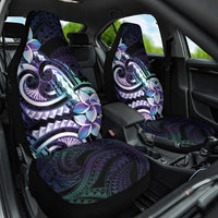 Polynesian Art Tattoo Car Seat Cover Plumeria Flowers Turquoise Gradient LT05 One Size Turquoise - Polynesian Pride