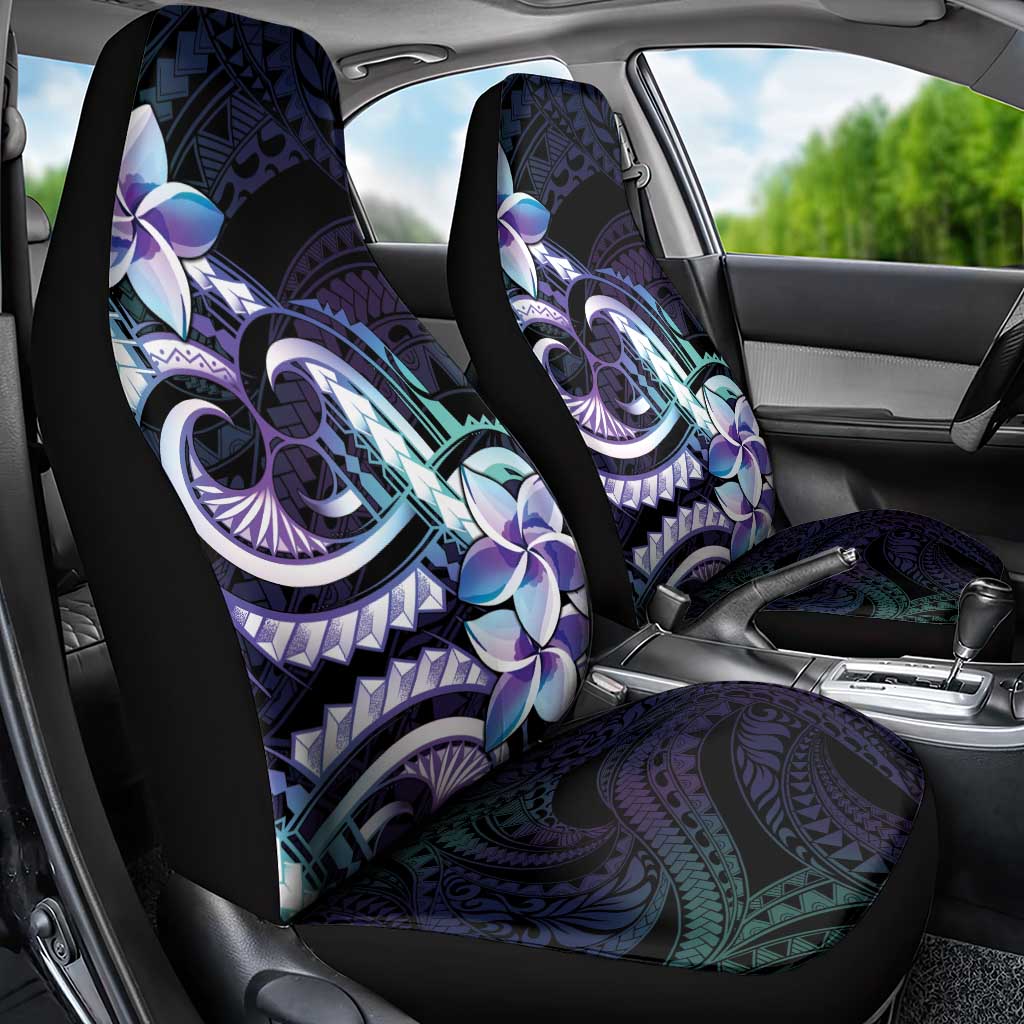Polynesian Art Tattoo Car Seat Cover Plumeria Flowers Turquoise Gradient LT05 - Polynesian Pride