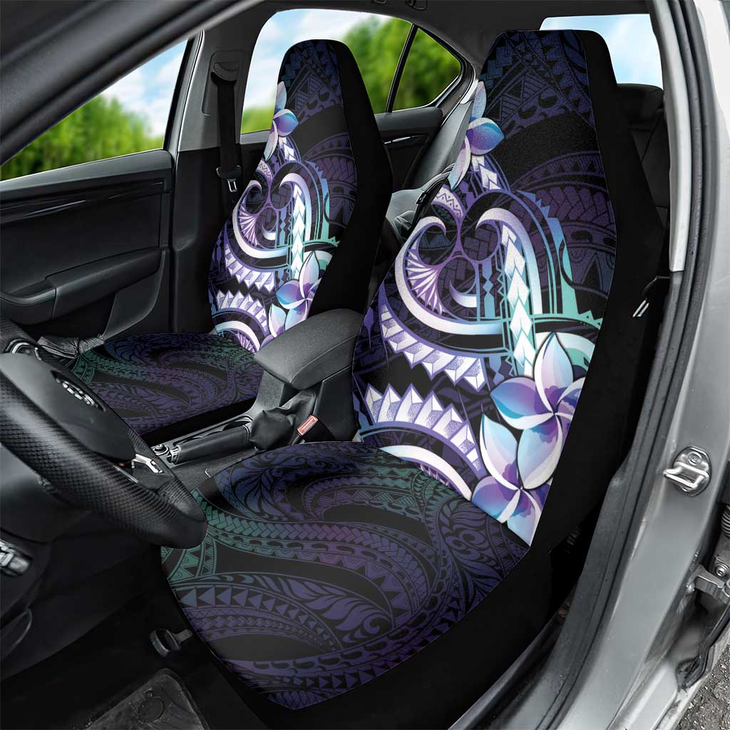 Polynesian Art Tattoo Car Seat Cover Plumeria Flowers Turquoise Gradient LT05 - Polynesian Pride