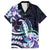 Polynesian Art Tattoo Family Matching Off Shoulder Maxi Dress and Hawaiian Shirt Plumeria Flowers Turquoise Gradient