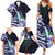 Polynesian Art Tattoo Family Matching Summer Maxi Dress and Hawaiian Shirt Plumeria Flowers Turquoise Gradient