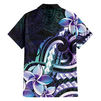 Polynesian Art Tattoo Family Matching Summer Maxi Dress and Hawaiian Shirt Plumeria Flowers Turquoise Gradient LT05 - Polynesian Pride