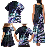 Polynesian Art Tattoo Family Matching Tank Maxi Dress and Hawaiian Shirt Plumeria Flowers Turquoise Gradient LT05 - Polynesian Pride
