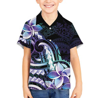 Polynesian Art Tattoo Family Matching Tank Maxi Dress and Hawaiian Shirt Plumeria Flowers Turquoise Gradient LT05 Son's Shirt Turquoise - Polynesian Pride
