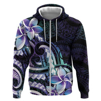 Polynesian Art Tattoo Hoodie Plumeria Flowers Turquoise Gradient