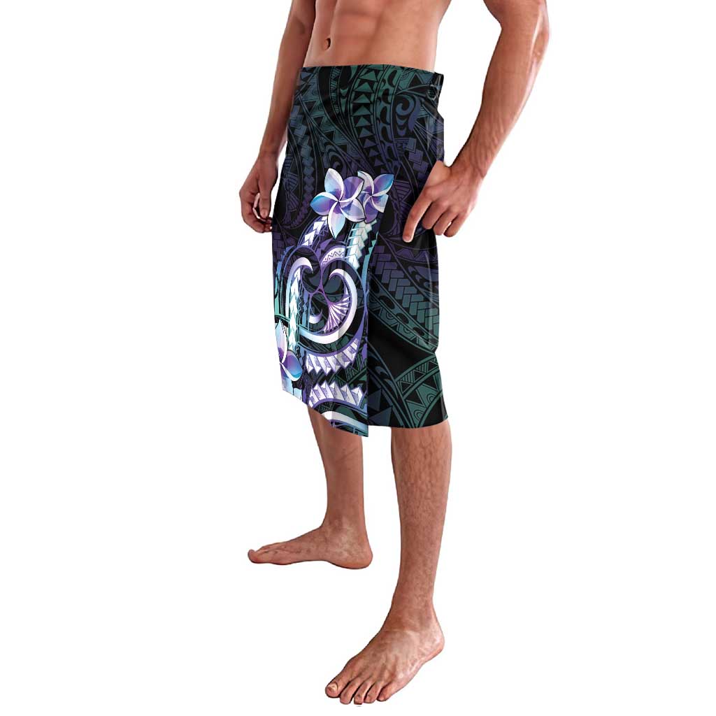 Polynesian Art Tattoo Lavalava Plumeria Flowers Turquoise Gradient