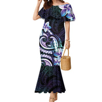 Polynesian Art Tattoo Mermaid Dress Plumeria Flowers Turquoise Gradient LT05 Women Turquoise - Polynesian Pride