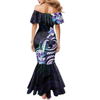 Polynesian Art Tattoo Mermaid Dress Plumeria Flowers Turquoise Gradient LT05 - Polynesian Pride