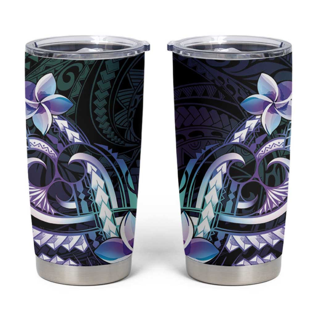 Polynesian Art Tattoo Tumbler Cup Plumeria Flowers Turquoise Gradient LT05 Turquoise - Polynesian Pride