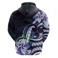 Polynesian Art Tattoo Zip Hoodie Plumeria Flowers Turquoise Gradient LT05 - Polynesian Pride