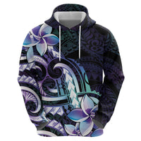 Polynesian Art Tattoo Zip Hoodie Plumeria Flowers Turquoise Gradient LT05 - Polynesian Pride