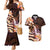 Polynesian Art Tattoo Couples Matching Mermaid Dress and Hawaiian Shirt Plumeria Flowers Peach Gradient