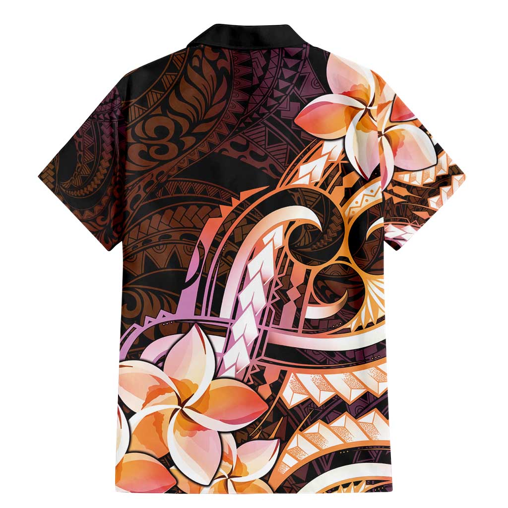 Polynesian Art Tattoo Family Matching Mermaid Dress and Hawaiian Shirt Plumeria Flowers Peach Gradient LT05 - Polynesian Pride