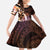 Polynesian Art Tattoo Family Matching Off The Shoulder Long Sleeve Dress and Hawaiian Shirt Plumeria Flowers Peach Gradient
