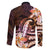 Polynesian Art Tattoo Family Matching Short Sleeve Bodycon Dress and Hawaiian Shirt Plumeria Flowers Peach Gradient