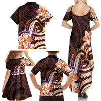 Polynesian Art Tattoo Family Matching Summer Maxi Dress and Hawaiian Shirt Plumeria Flowers Peach Gradient LT05 - Polynesian Pride