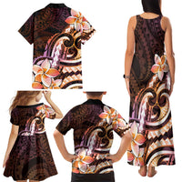 Polynesian Art Tattoo Family Matching Tank Maxi Dress and Hawaiian Shirt Plumeria Flowers Peach Gradient LT05 - Polynesian Pride