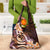 Polynesian Art Tattoo Grocery Bag Plumeria Flowers Peach Gradient