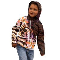 Polynesian Art Tattoo Kid Hoodie Plumeria Flowers Peach Gradient LT05 - Polynesian Pride