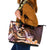 Polynesian Art Tattoo Leather Tote Bag Plumeria Flowers Peach Gradient