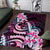 Polynesian Art Tattoo Area Rug Plumeria Flowers Pink Gradient