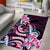 Polynesian Art Tattoo Area Rug Plumeria Flowers Pink Gradient