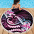 Polynesian Art Tattoo Beach Blanket Plumeria Flowers Pink Gradient