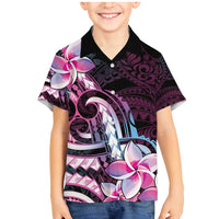 Polynesian Art Tattoo Family Matching Mermaid Dress and Hawaiian Shirt Plumeria Flowers Pink Gradient LT05 Son's Shirt Pink - Polynesian Pride