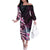 Polynesian Art Tattoo Family Matching Off The Shoulder Long Sleeve Dress and Hawaiian Shirt Plumeria Flowers Pink Gradient
