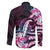 Polynesian Art Tattoo Family Matching Off Shoulder Maxi Dress and Hawaiian Shirt Plumeria Flowers Pink Gradient