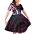 Polynesian Art Tattoo Family Matching Off Shoulder Short Dress and Hawaiian Shirt Plumeria Flowers Pink Gradient