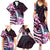 Polynesian Art Tattoo Family Matching Summer Maxi Dress and Hawaiian Shirt Plumeria Flowers Pink Gradient