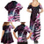 Polynesian Art Tattoo Family Matching Summer Maxi Dress and Hawaiian Shirt Plumeria Flowers Pink Gradient