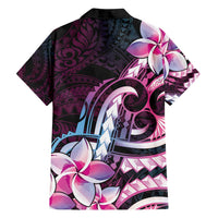 Polynesian Art Tattoo Family Matching Summer Maxi Dress and Hawaiian Shirt Plumeria Flowers Pink Gradient LT05 - Polynesian Pride