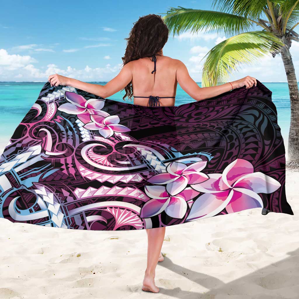Polynesian Art Tattoo Sarong Plumeria Flowers Pink Gradient