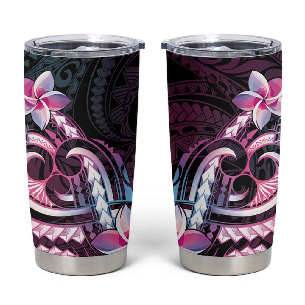 Polynesian Art Tattoo Tumbler Cup Plumeria Flowers Pink Gradient LT05 Pink - Polynesian Pride