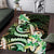 Polynesian Art Tattoo Area Rug Plumeria Flowers Green Gradient