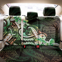 Polynesian Art Tattoo Back Car Seat Cover Plumeria Flowers Green Gradient