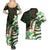 Polynesian Art Tattoo Couples Matching Summer Maxi Dress and Hawaiian Shirt Plumeria Flowers Green Gradient